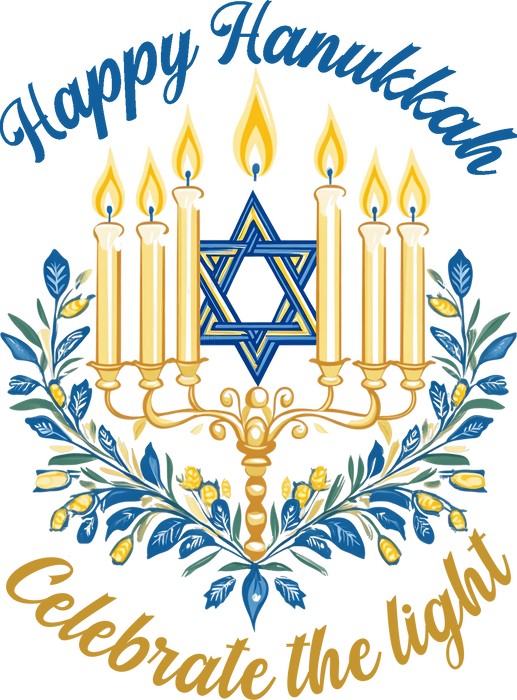 Happy Hanukkah Menorah Star Tea Towel