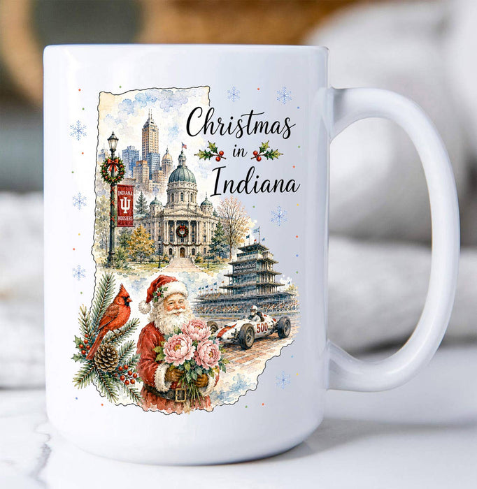 Christmas in Indiana State Map Coffee Mug