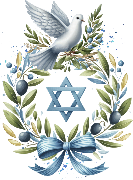 Hanukkah Olive Branch Dove Tea Towel