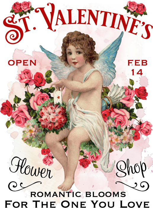 Vintage Cupid Angel St. Valentine's Tea Towel