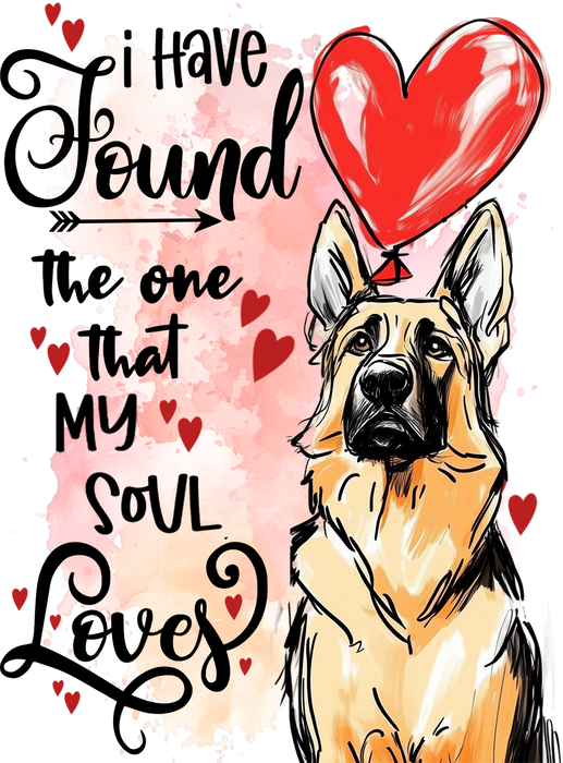 Dog Shepherd Found My Love Valentine Tea Towel