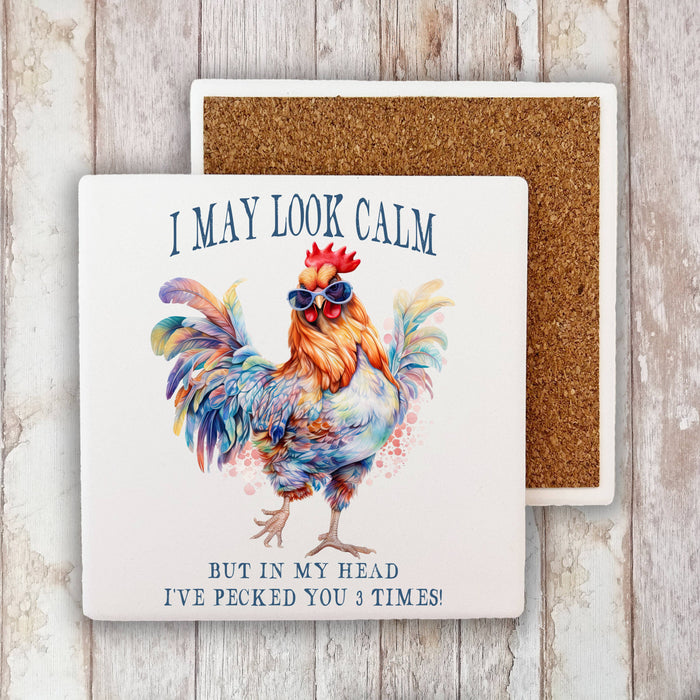 May Look Calm Funny Saying Stone Coaster