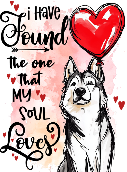 Dog Husky Found My Love Valentine Tea Towel