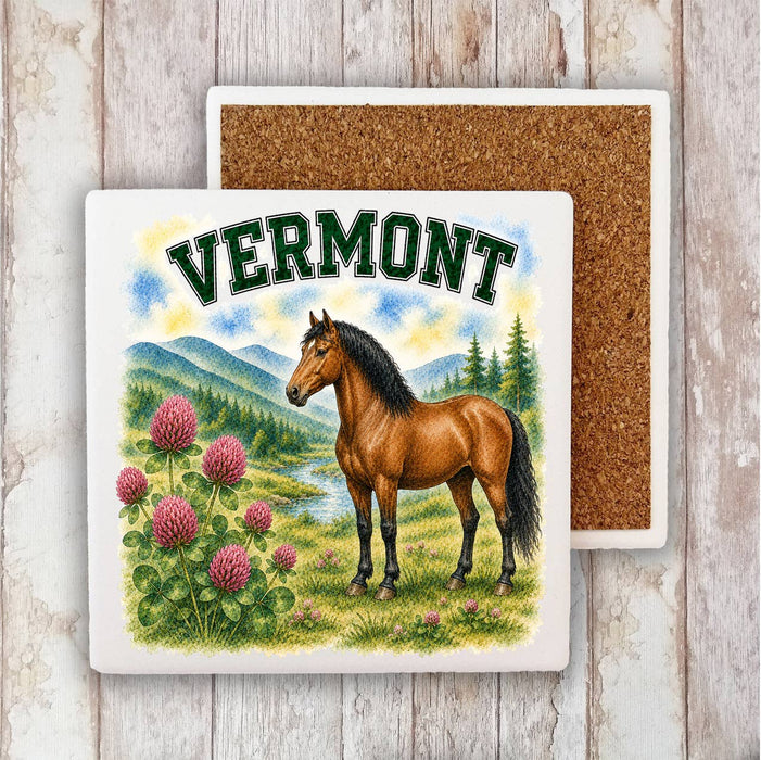 Vermont State Bird and Animal Stone Coaster