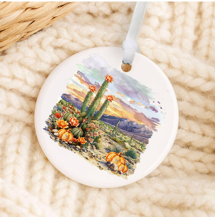 Fall Pumpkin Saratoga Cactus Desert  Ornament