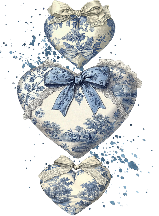 Chinoiserie Blue & White Hearts Valentine Tea Towel