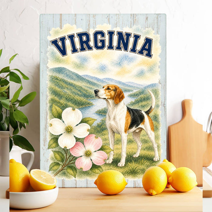 Virginia State Bird and Animal Glass Cutting Board