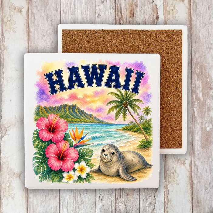 Hawaii State Bird and Animal Stone Coaster