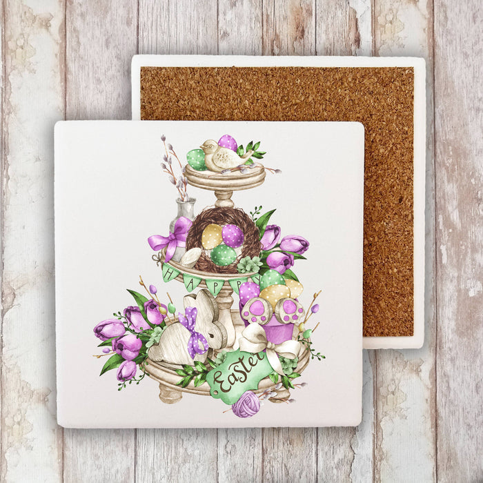 Happy Easter 3 Tier Tray Stone Coaster