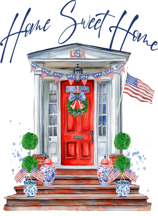 Patriotic Red Door Home Sweet Home