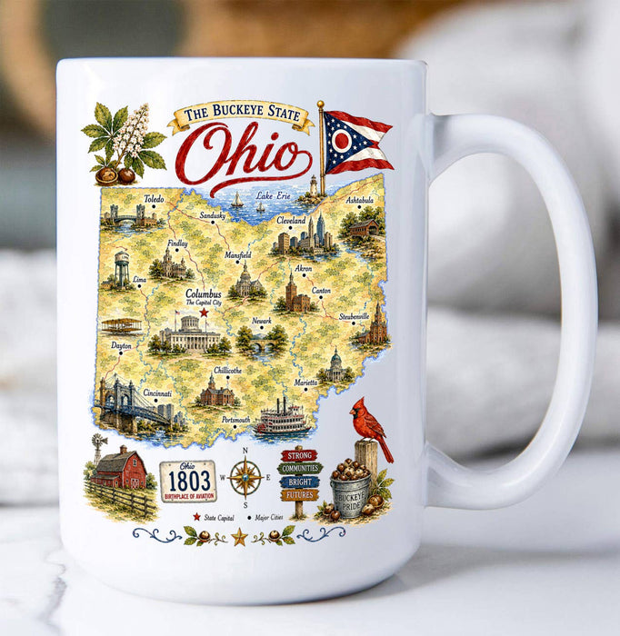 Ohio State Map Landmark Coffee Mug