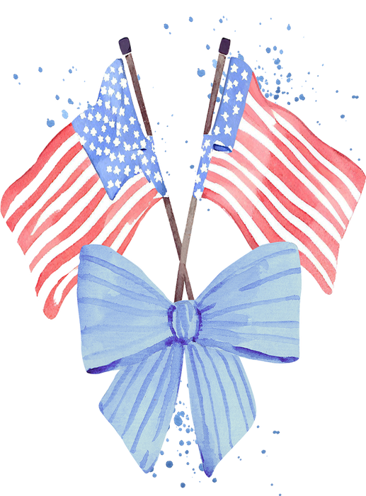 Patriotic Watercolor Flag Bow