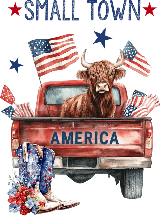 Small Town American Patriotic Cow