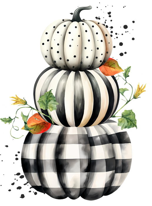 Black and White Checkered Pumpkins fall