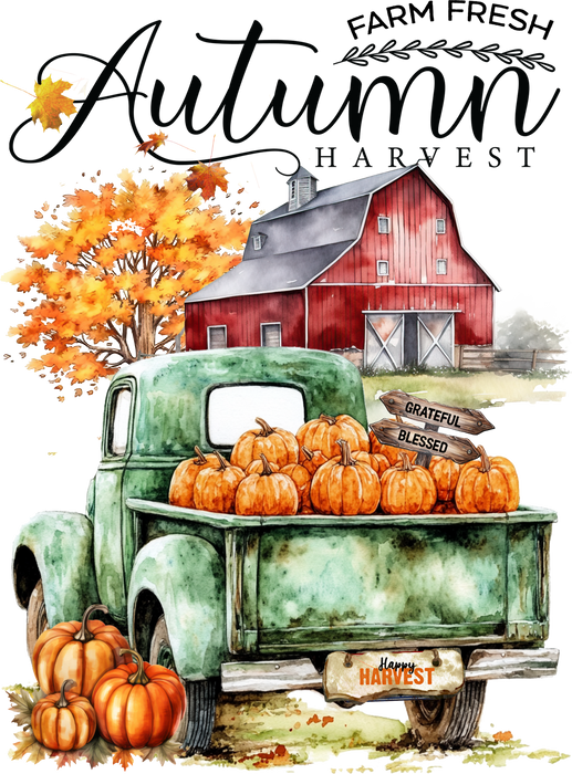 Autumn Harvest Green Pick Up tryck