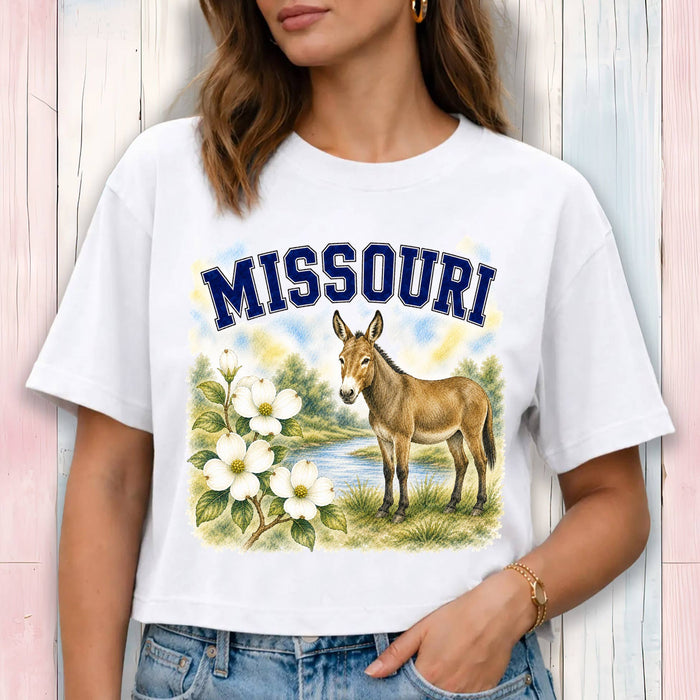 Missouri State Bird and Animal Cropped T-Shirt
