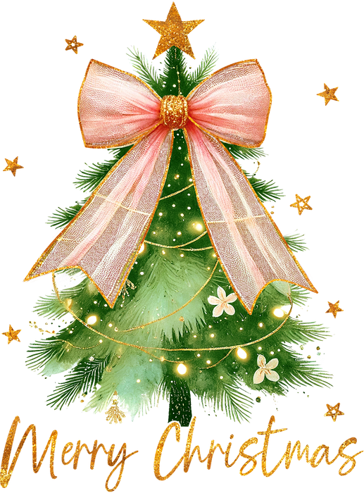 Merry Christmas tree Bow Gold