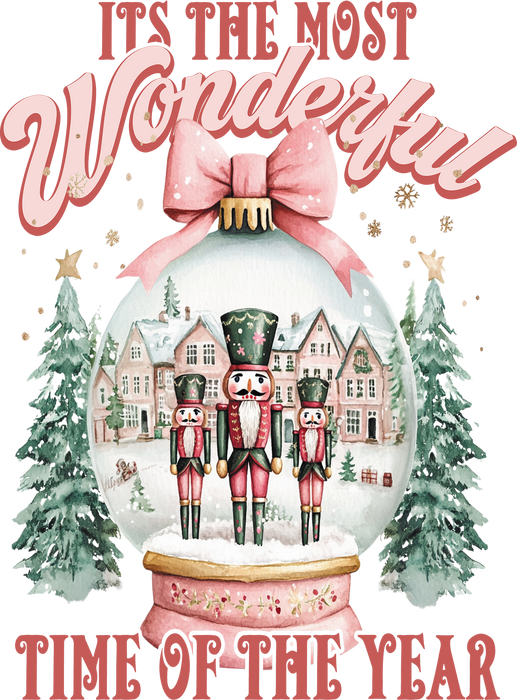 Pink Christmas Nutcracker Snow Globe