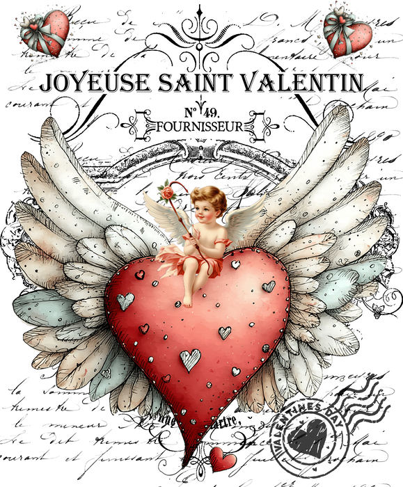 Vintage French Heart Cupid Valentine