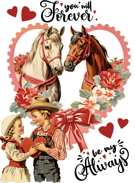 Vintage Western Horses Valentine