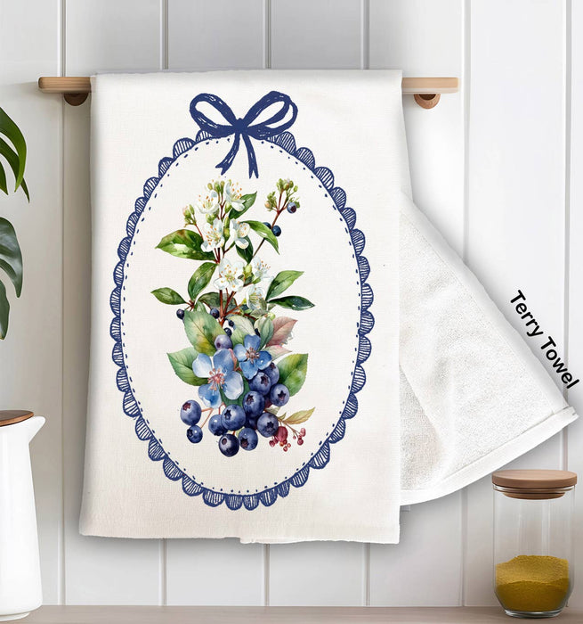 Vintage Blueberries Kitchen Terry Towel