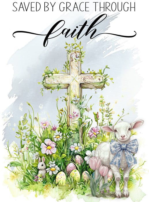 Saved by Grace Easter Lamb Cross