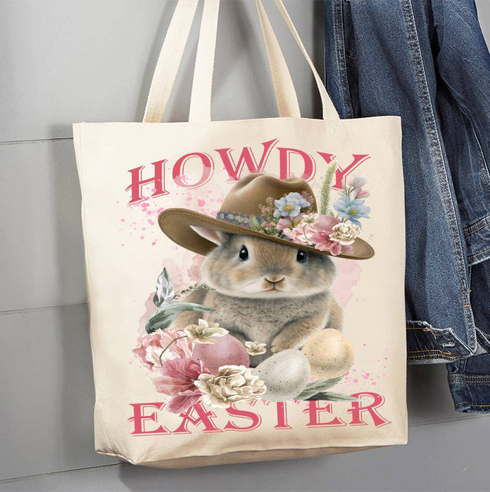 Howdy Easter Bunny Cowboy Hat Canvas Tote Bag