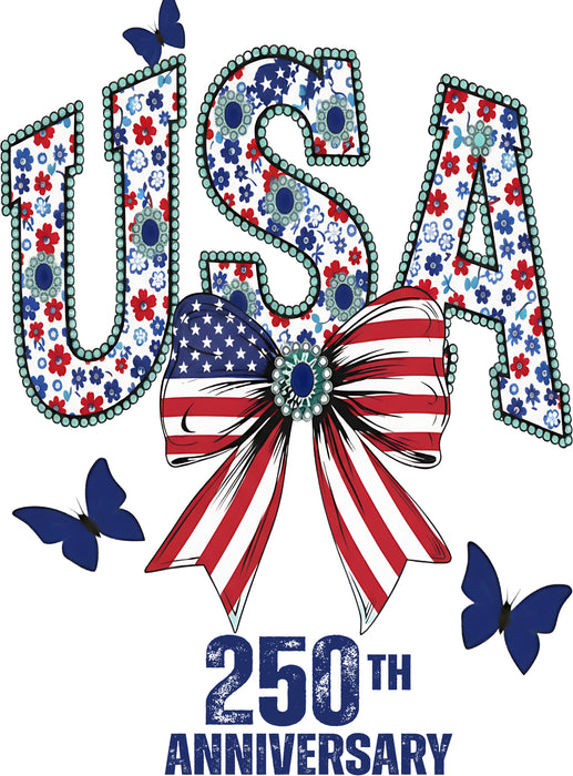 Patriotic USA Bow 250 Anniversary America