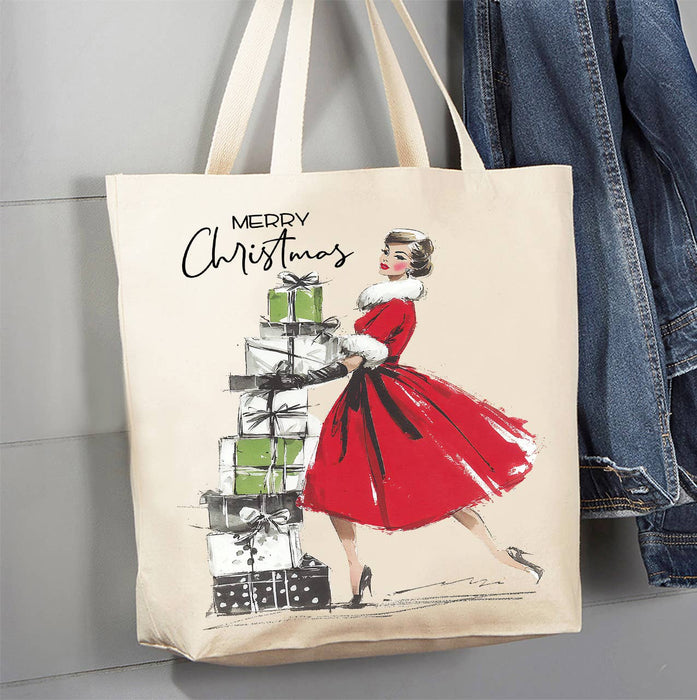 Retro Christmas 1950 Ladies Canvas Tote Bag