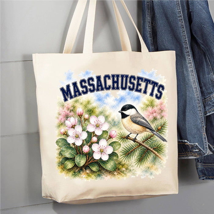 Massachusetts State Bird and Animal Canvas Tote Bag