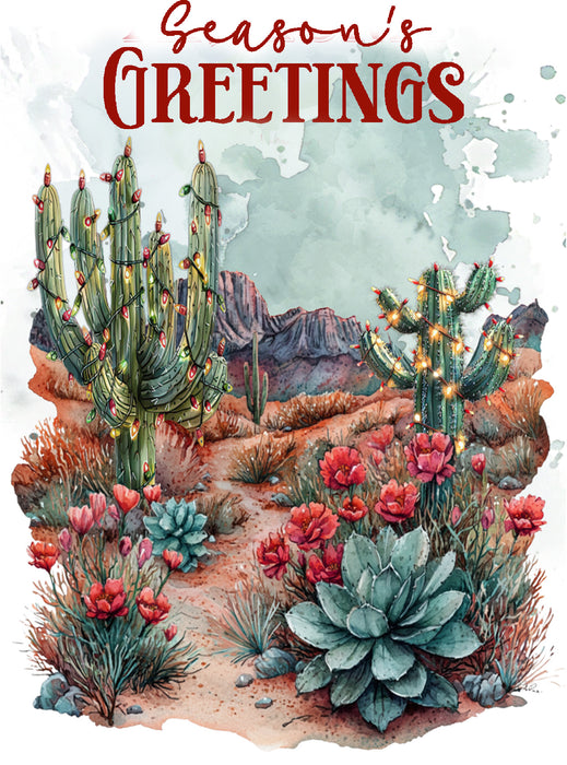 Christmas Seasons Greeting Desert Cactus