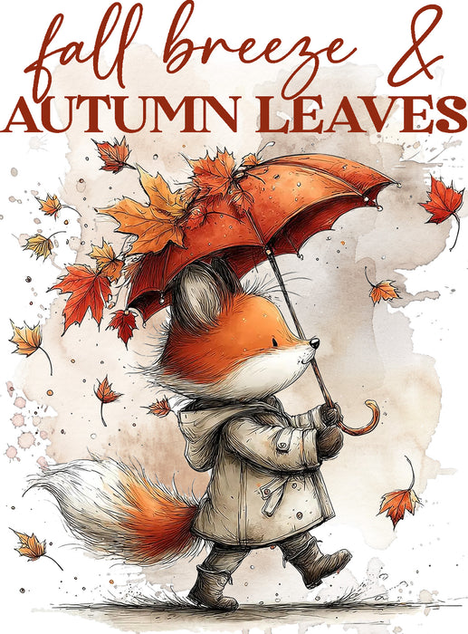 Fall Breeze Autumn Leaves Fox