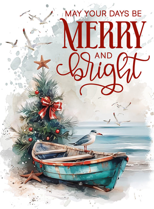 Coastal Christmas Beach Boat
