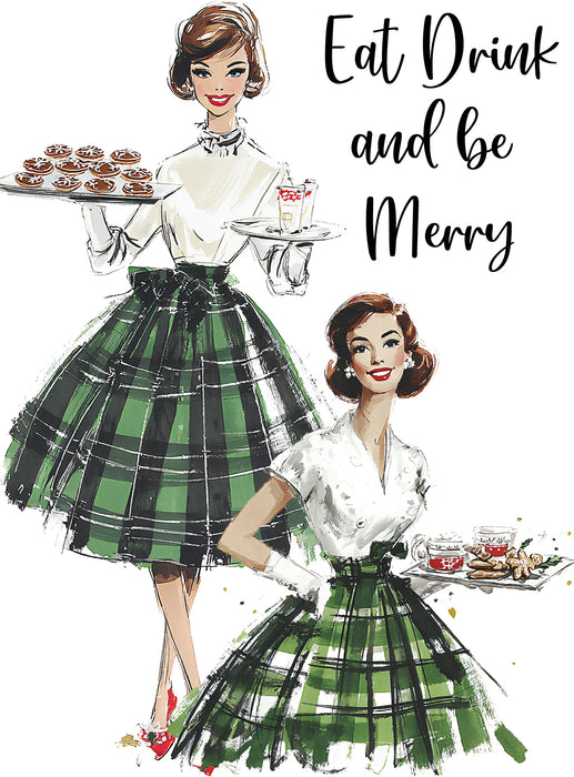 Retro Christmas Ladies Eat and be Merry