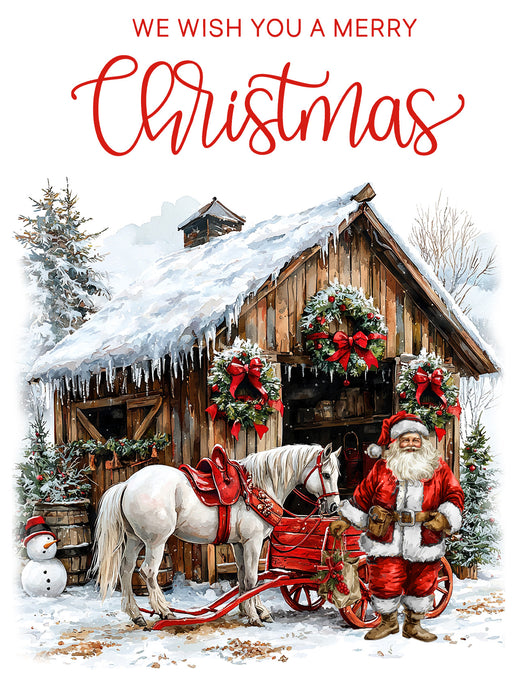 Merry Christmas Horse Barn Santa