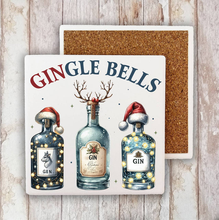 Christmas Gingle Bells Gin Stone Coaster