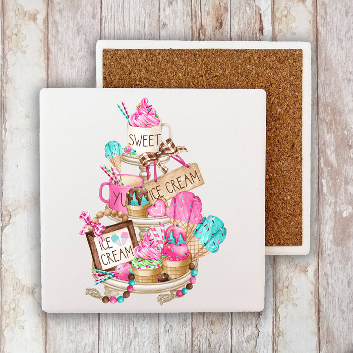 Ice Cream Sweet 3 Tier Tray  Stone Coaster