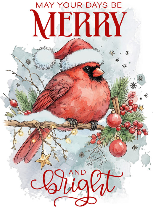 Christmas Days be Merry Red Cardinal