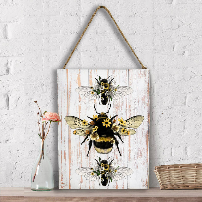 Vintage Bees Flowers  Wall Decor