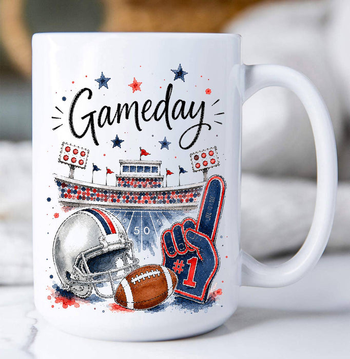 Gameday Football Navy Blue & Red Coffee Mug