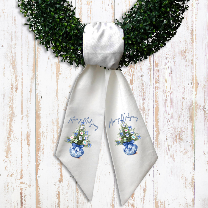 Merry Mahjong Christmas tree Wreath Sash