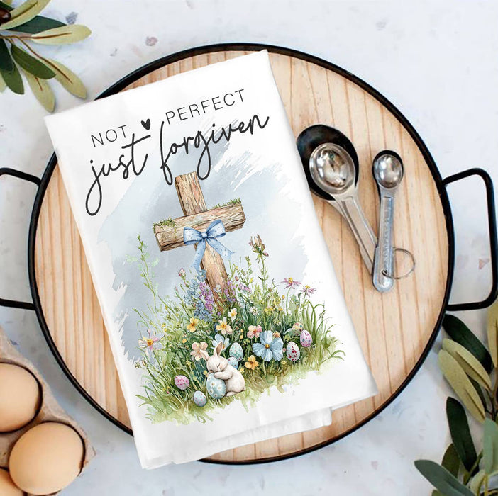 Not Perfect Just Forgiven Easter Cross Tea Towel