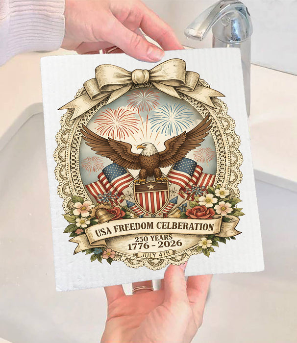 Patriotic Eagle 250 Anniversary America Swedish Dishcloth