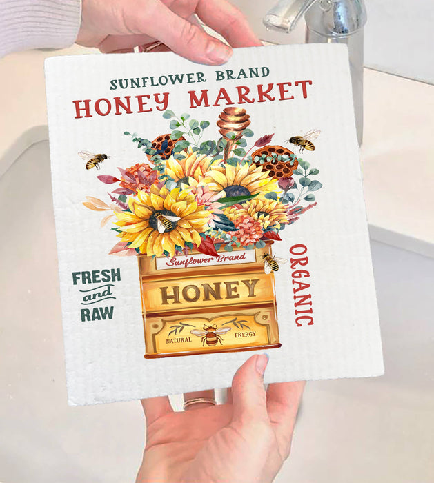 Modern Farmhouse Honey Market Bees Swedish Dishcloth