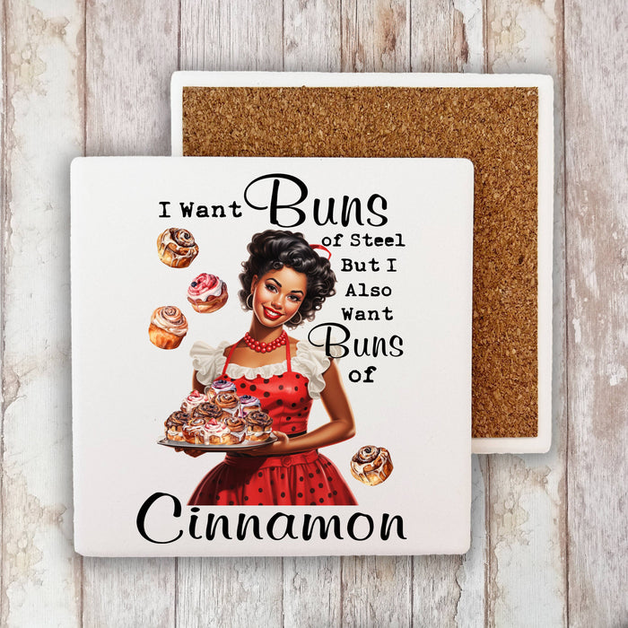 Buns of Steel Buns of Cinnamon Funny Stone Coaster