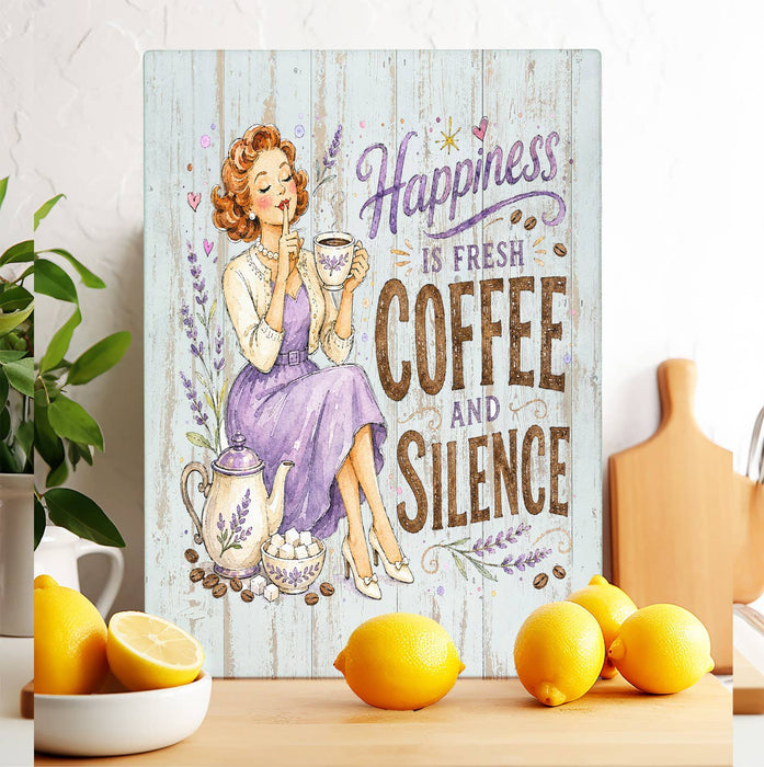 Housewives Happiness is Coffee & Silence Glass Cutting Board