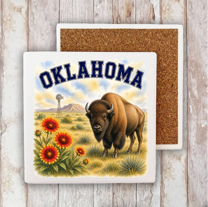 Oklahoma State Bird and Animal Stone Coaster