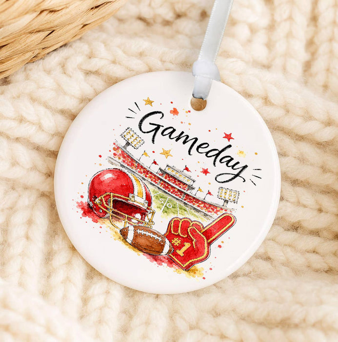 Gameday Football Gold & Red Ornament