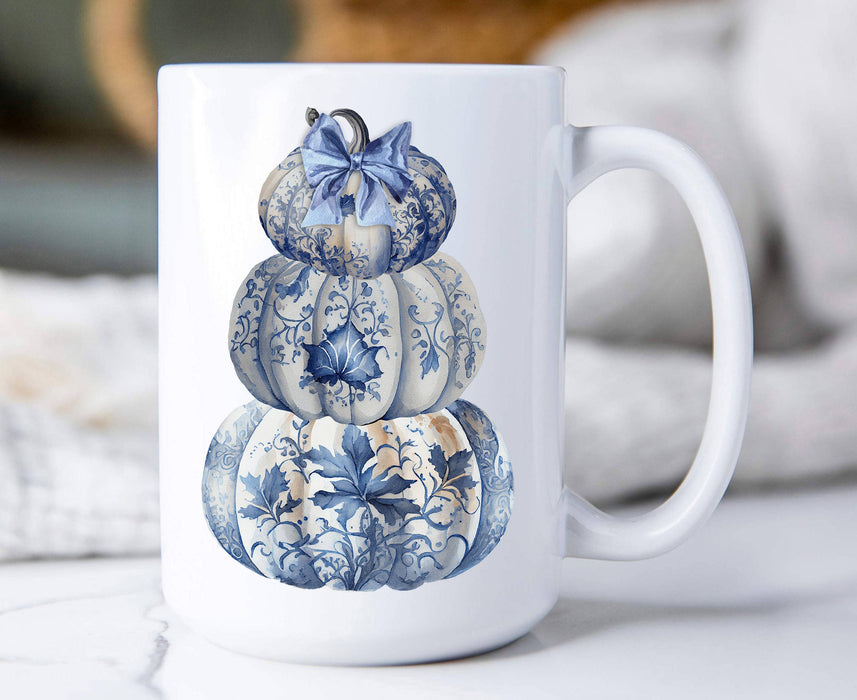 Autumn Stacked Chinoiserie Pumpkins Coffee Mug