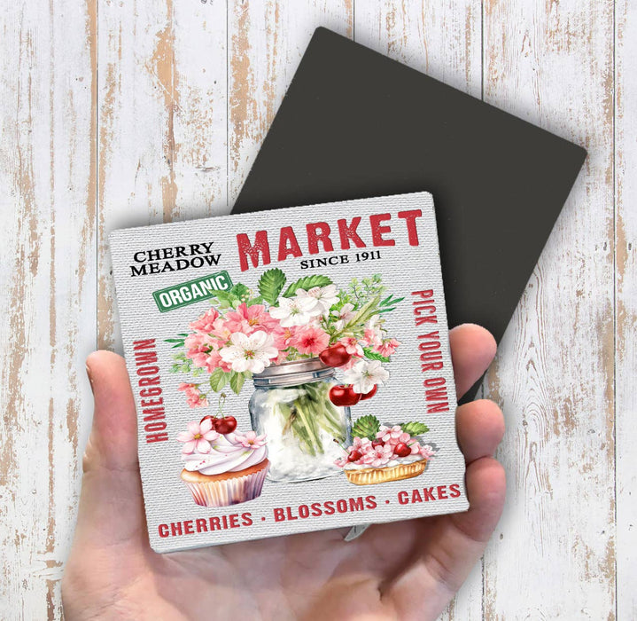 Cherry Meadow Market Country Magnet Fridge